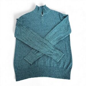 Bonobos Slim Fit Cotton‎ Cashmere 1/4 Zip Sweater Teal Blue Men's S
